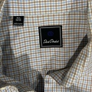 David Donahue-Brown and Blue Checkered Shirt, 15.5,34/35
